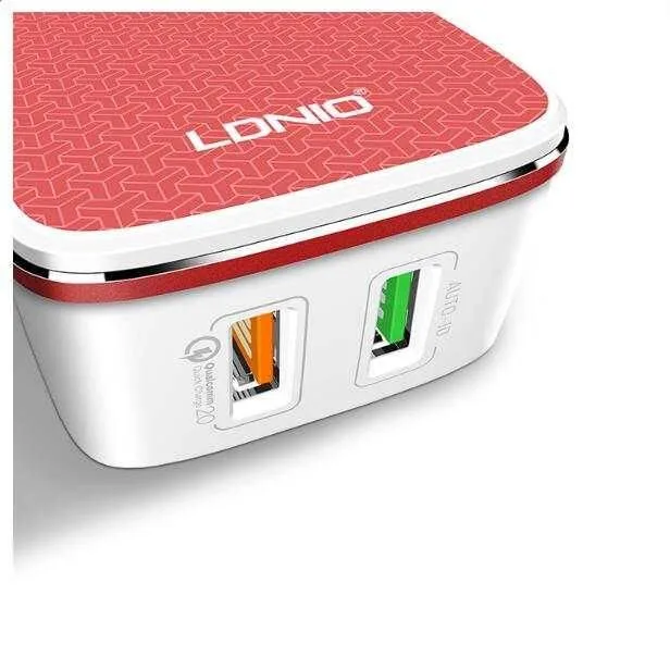 LDNIO A2405Q φορτιστής QC3.0 2 Ports + 1M Lightning Cable, 18W — εικόνα 3