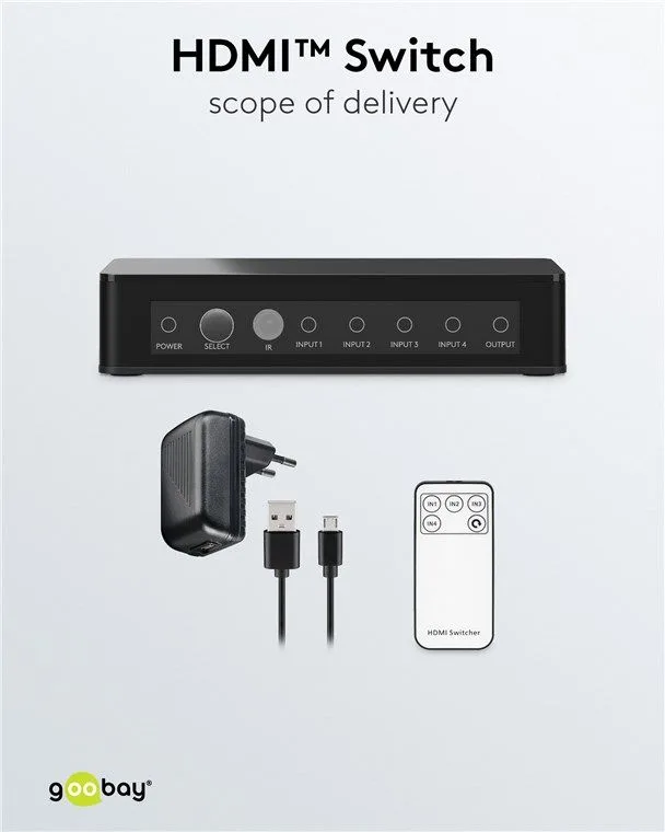 GOOBAY HDMI switch 58489 με τηλεχειριστήριο, 4 σε 1, 4K/60Hz, μαύρο — εικόνα 5