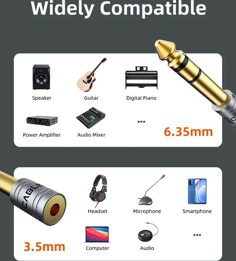 CABLETIME αντάπτορας ήχου 6.3mm σε 3.5mm CT-6M3F-AG, gold plated, γκρι — εικόνα 8