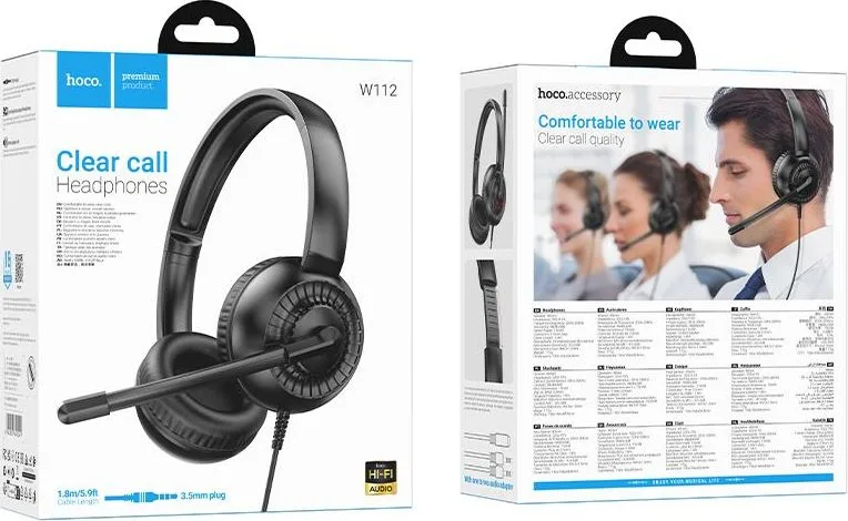 HOCO W112 Pure, Headphones, μαύρο — εικόνα 4