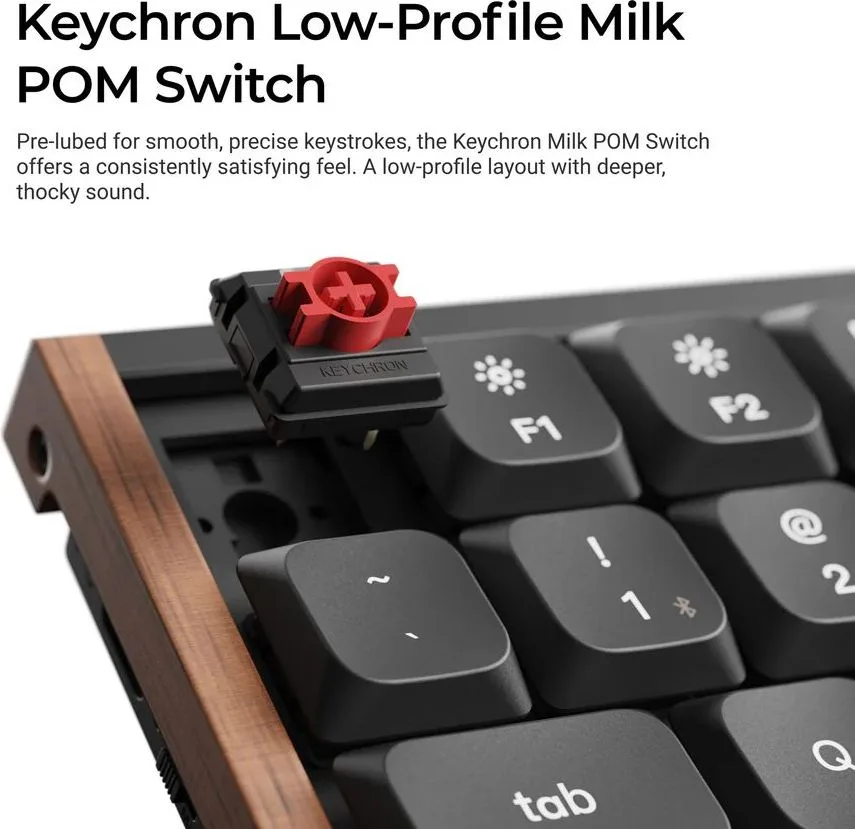 Keychron K3 Ultra (K3U-H1) ZMK 8K Wireless Mechanical Keyboard Red Switch Low Profile Wood Frame 75% — εικόνα 5