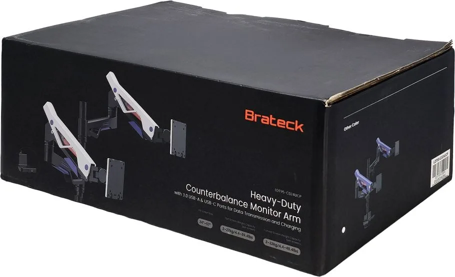 BRATECK gaming βάση γραφείου για 2x οθόνες LDT95-C024UCP, 24-57", έως 27kg, heavy duty — εικόνα 8