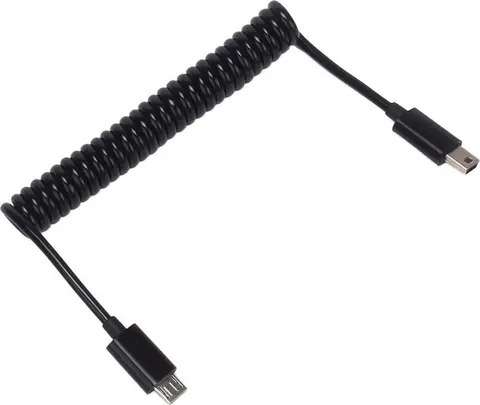 POWERTECH καλώδιο Micro USB σε USB Mini CAB-U124, σπιράλ, 1m, μαύρο