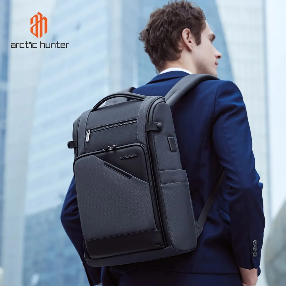 ARCTIC HUNTER τσάντα πλάτης B00675 με θήκη laptop 15.6", USB, 15L, γκρι — εικόνα 2
