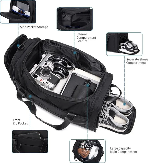 ARCTIC HUNTER τσάντα ταξιδίου LX00021, πτυσσόμενη, 30L, μαύρη — εικόνα 3