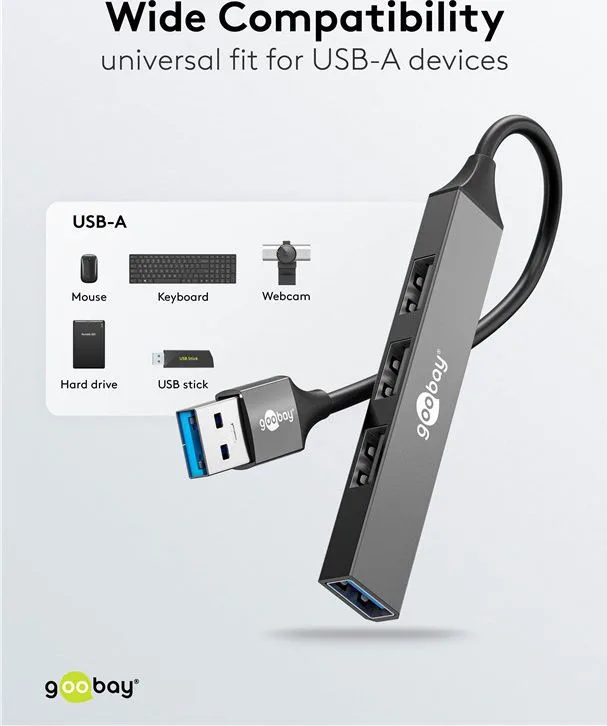 GOOBAY USB hub 74456, 4x θυρών, USB 3.2, 5Gbps, USB σύνδεση, γκρι — εικόνα 4