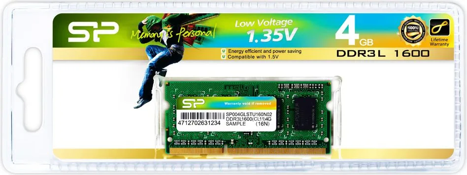 SILICON POWER Μνήμη DDR3L Sodimm , 4GB, 1600MHz, PC3L-12800, CL11, 1.35v — εικόνα 2