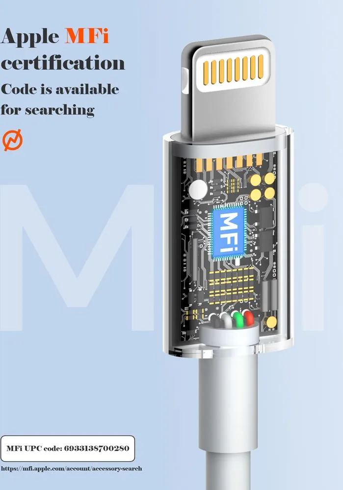 LDNIO καλώδιο Lightning σε USB-C MFi01, MFi, 30W, 480Mbps, 1m, λευκό — εικόνα 3