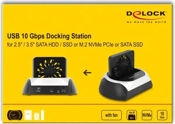 DELOCK docking station για M.2 NVMe/SATA ή 2.5"/3.5" SSD/HDD 64280, 10Gbps, μαύρο — εικόνα 8