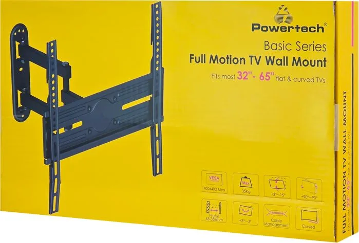 POWERTECH επιτοίχια βάση τηλεόρασης PT-1388, 32-65", έως 35kg, full motion — εικόνα 8