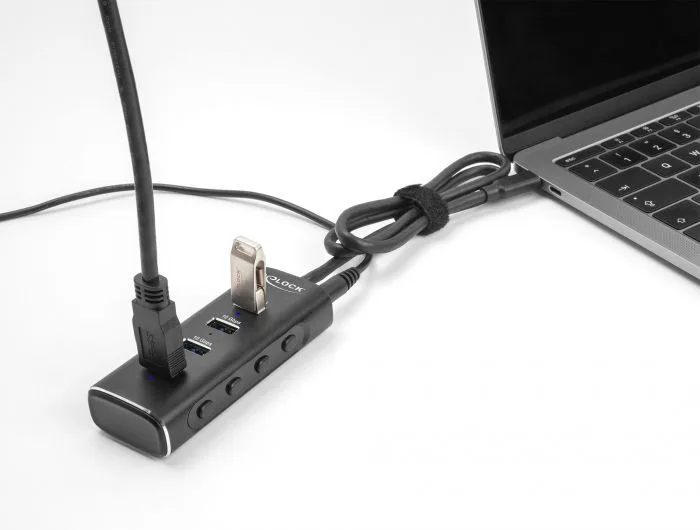 DELOCK USB hub 64233 με διακόπτες, 4 θυρών, 10Gbps, USB-C σύνδεση, μαύρο — εικόνα 2