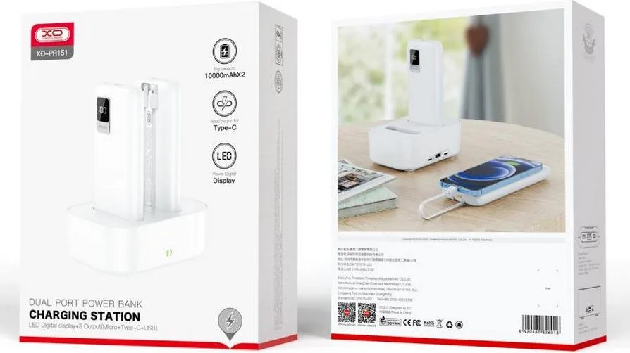 XO PR151 2 x Powerbank 10000mAh, με οθόνη και βάση φόρτισης — εικόνα 5
