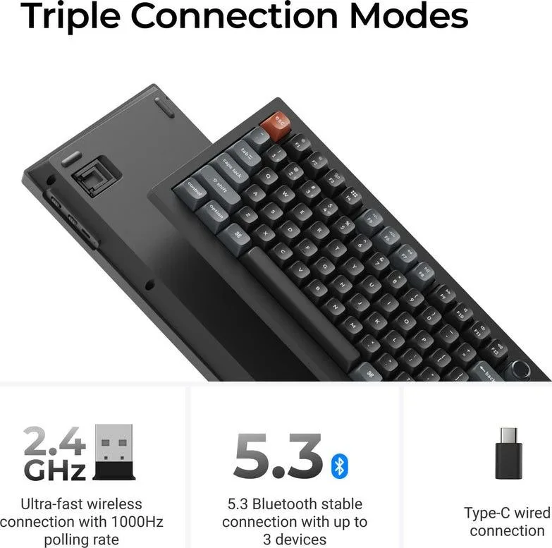 Keychron V6 Ultra (V6U-D3) QMK/VIA 8K Wireless Custom Mechanical Keyboard Brown Switch RGB 100% US — εικόνα 6