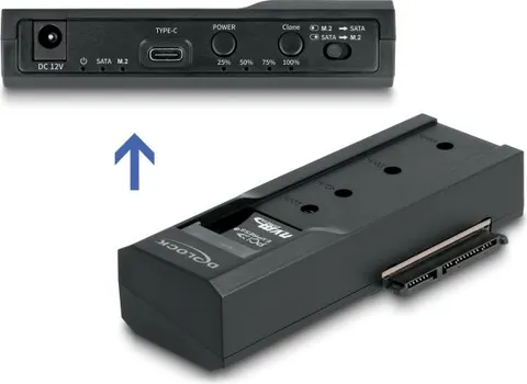 DELOCK docking station για M.2 NVMe/SATA ή 2.5"/3.5" SSD/HDD 64252, 10Gbps, clone function, μαύρο