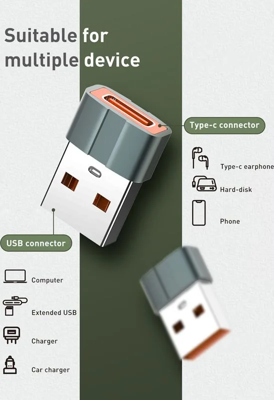 LDNIO αντάπτορας USB σε USB-C LC150, αρσενικό σε θηλυκό, γκρι — εικόνα 3