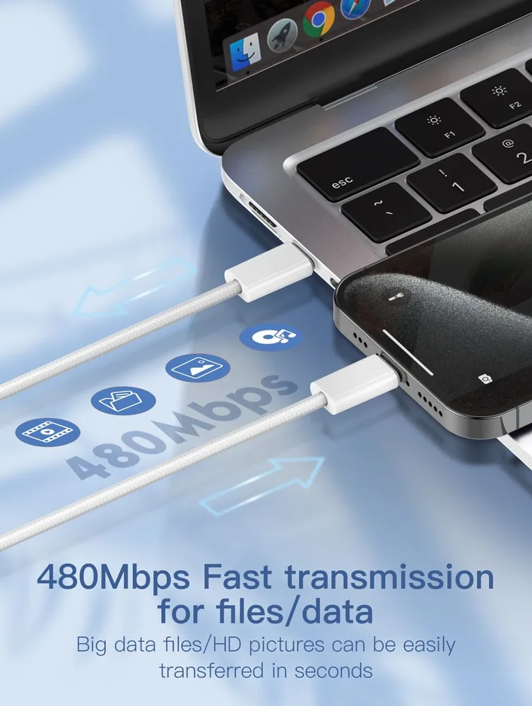 LDNIO καλώδιο USB-C LC901C, 65W PD, 480Mbps, 1m, λευκό — εικόνα 4