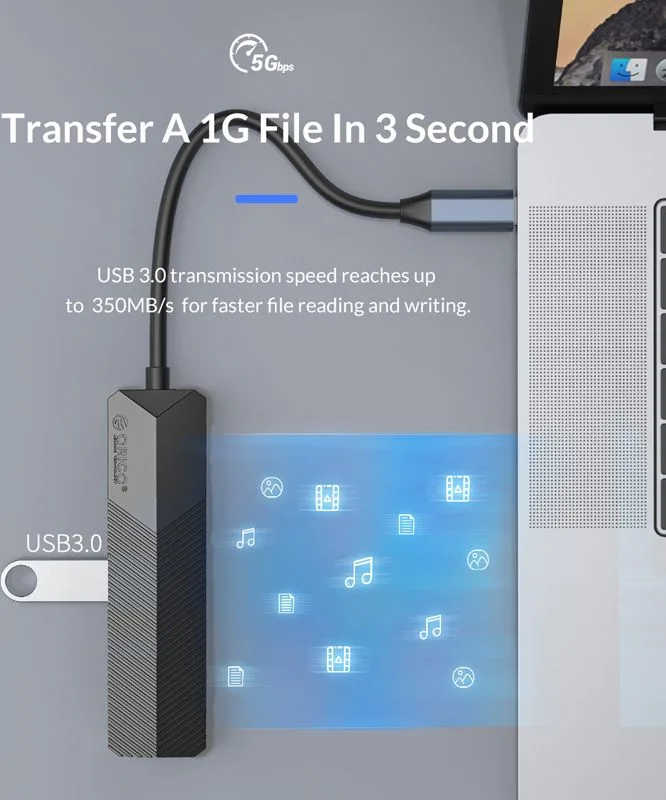 ORICO docking station MDK-5P, 5 θυρών, USB-C σύνδεση, 4K, μαύρο — εικόνα 2