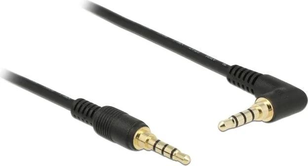 DELOCK καλώδιο 3.5mm 85613, γωνιακό, 24AWG, gold plated, 2m, μαύρο — εικόνα 3