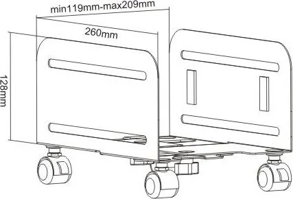 POWERTECH βάση PC PT-1329 με ροδάκια, universal, μεταλλική, έως 10kg — εικόνα 5