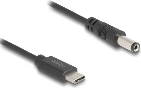 DELOCK καλώδιο USB-C σε DC 5.5 x 2.1mm 85397, 1m, μαύρο