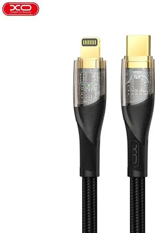 XO NB-Q223A καλώδιο φόρτισης Transparent Gold Plated Series PD ΣΕ Lightning, 27W