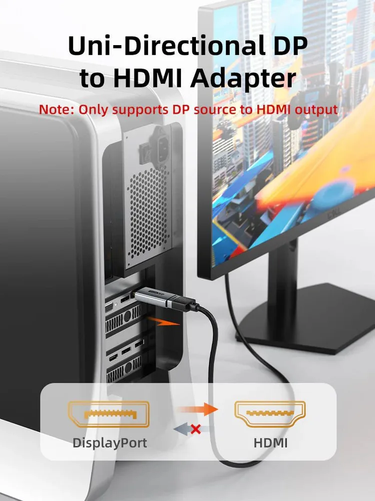 CABLETIME αντάπτορας DisplayPort σε HDMI CT-DMHF4K-AG3, 4K/30Hz, γκρι — εικόνα 4