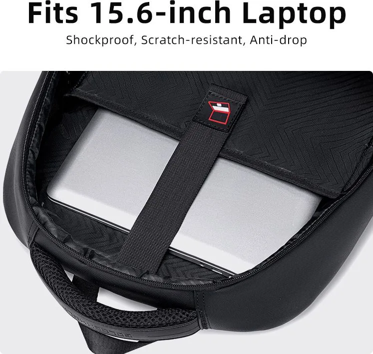 GOLDEN WOLF τσάντα πλάτης GB00707 με θήκη laptop 15.6", 21L, μαύρη — εικόνα 4