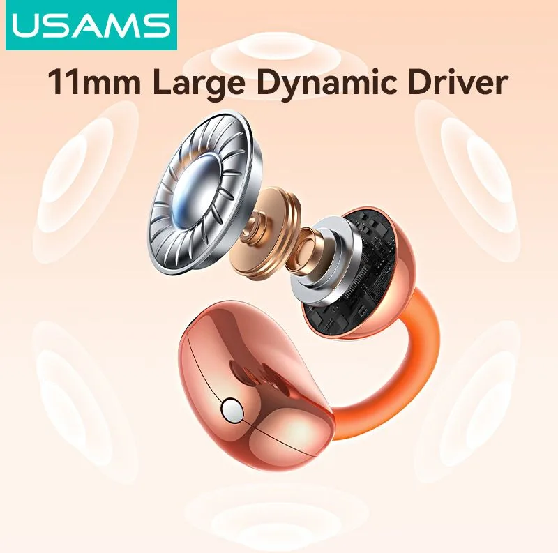 USAMS earphones με θήκη φόρτισης Echo R03, OWS, Φ11mm, 40/300mAh, μπλε — εικόνα 4