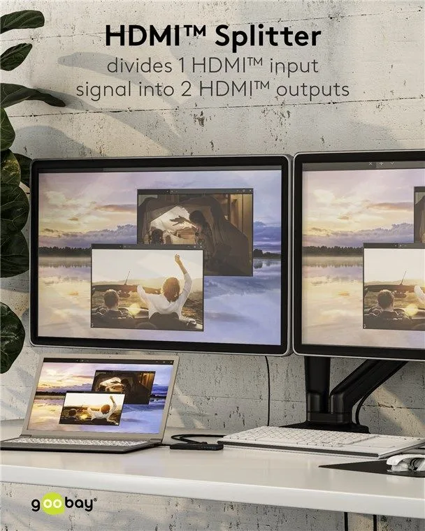GOOBAY HDMI splitter 58481, 1-in σε 2-out, 4K/60Hz, μαύρο — εικόνα 3