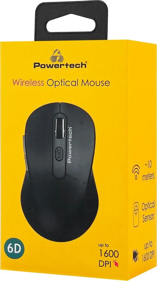 POWERTECH ασύρματο ποντίκι PT-1466, USB δέκτης, έως 1600DPI, μαύρο — εικόνα 5