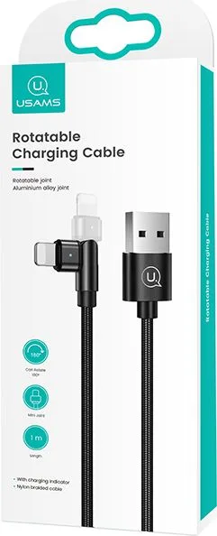 USAMS καλώδιο Lightning σε USB US-SJ476, περιστρεφόμενο, 2.1A, 1m, μαύρο — εικόνα 3