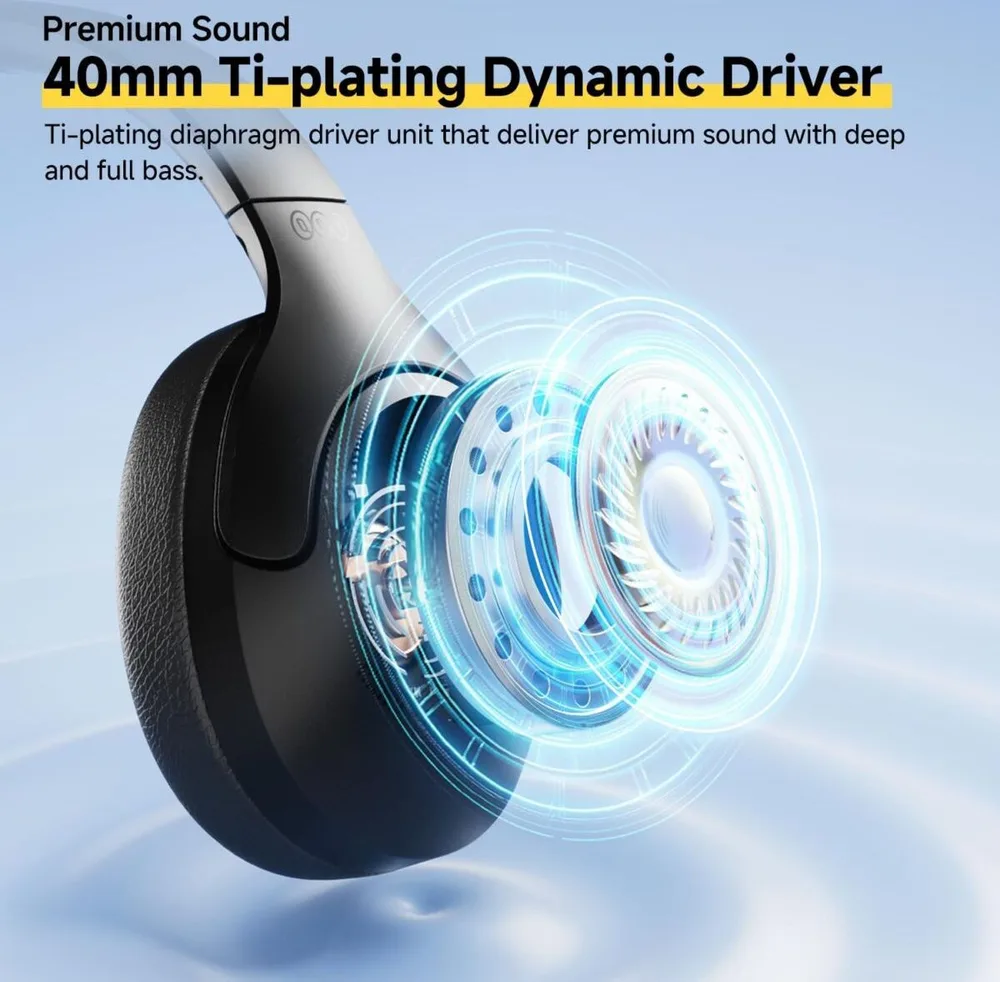 QCY H3 Lite Headset Black - ANC Noise Canceling 40mm drivers 68ms latency - 60h battery — εικόνα 2