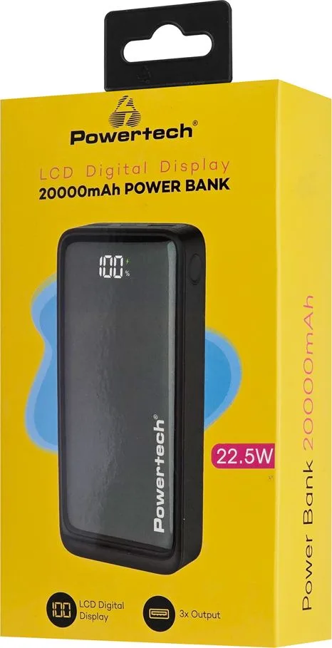 POWERTECH power bank PT-1327 με οθόνη, 20000mAh, 22.5W, μαύρο — εικόνα 5