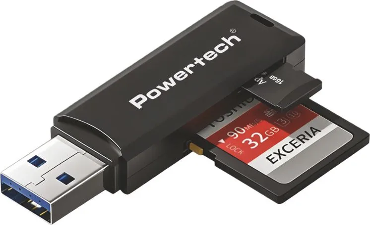 POWERTECH card reader PT-1605 για SD & micro SD, USB 3.0, 5Gbps, μαύρο — εικόνα 3