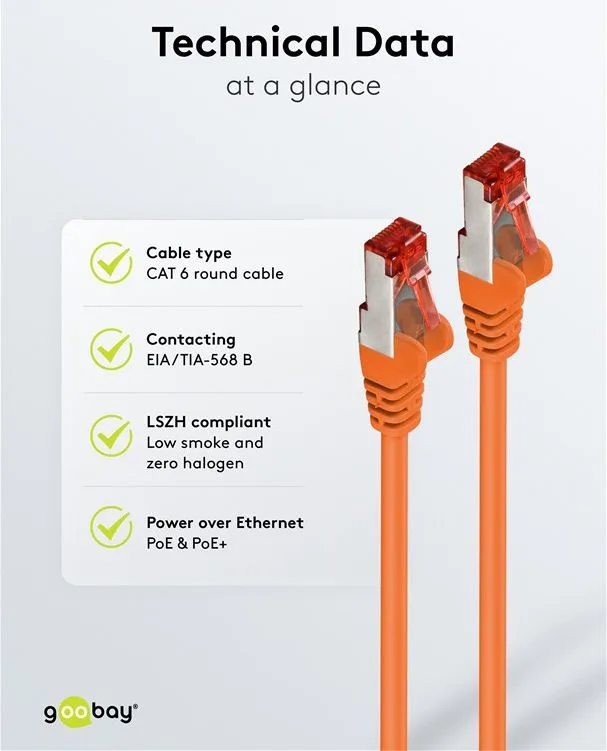 GOOBAY καλώδιο δικτύου 92457, CAT 6 S/FTP, copper, 250MHz, 0.15m, πορτοκαλί — εικόνα 6