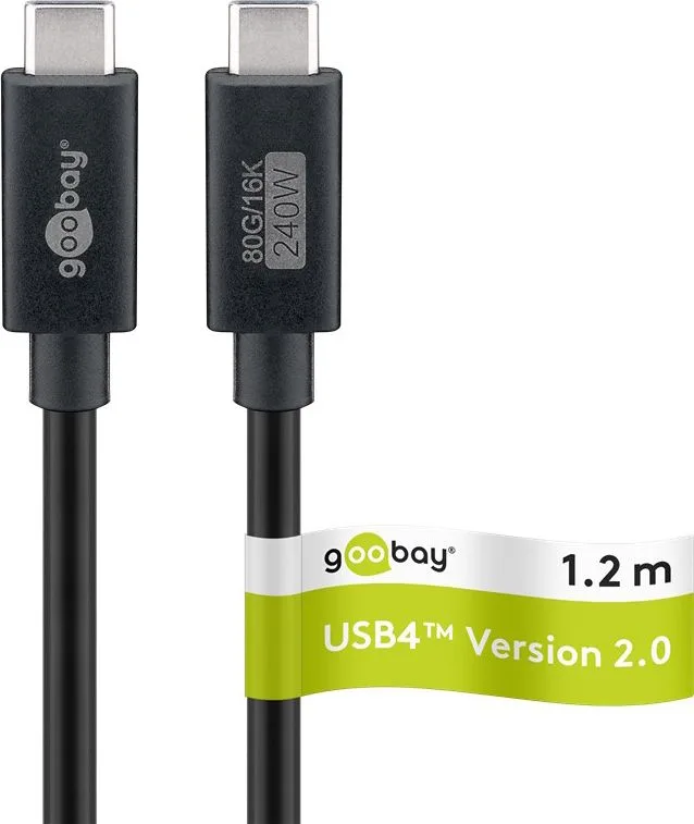 GOOBAY καλώδιο USB-C 74376, USB4, 240W, 80Gbps, 16K/60Hz, 1.2m, μαύρο — εικόνα 9