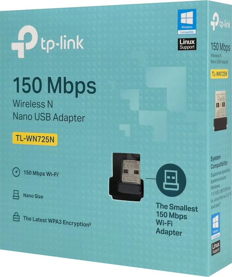 TP-LINK ασύρματος USB αντάπτορας δικτύου TL-WN725N, 150Mbps, V4.0 — εικόνα 5