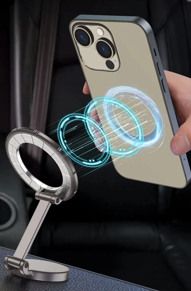 POWERTECH βάση smartphone αυτοκινήτου PT-1356 για ταμπλό, μαγνητική, μαύρη — εικόνα 4