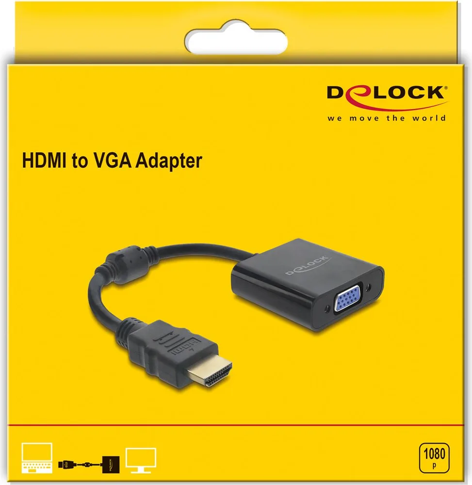 DELOCK αντάπτορας HDMI σε VGA 61077, 1080p, μαύρος — εικόνα 3