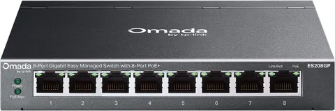 TP-LINK easy managed switch ES208GP, 8x Gigabit θύρες, PoE+, V1.0