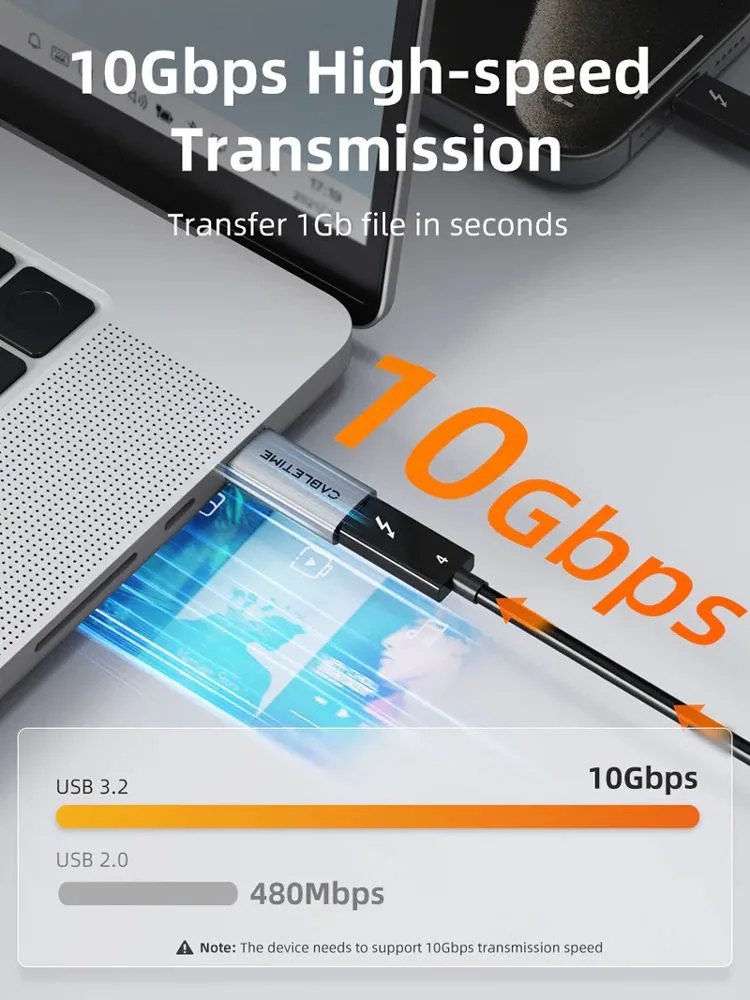CABLETIME αντάπτορας USB-C σε USB CT-AMCF10-AG, 10Gbps, 3A, γκρι — εικόνα 3