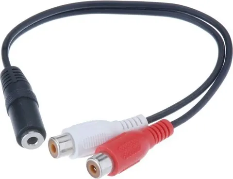 POWERTECH καλώδιο 3.5mm θηλυκό σε 2x RCA θηλυκό CAB-R012 0.20m, μαύρο