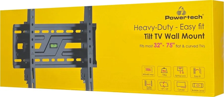POWERTECH επιτοίχια βάση τηλεόρασης PT-1372, 32-75", έως 75kg, ρυθμιζόμενη κλίση — εικόνα 8