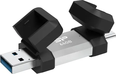 SILICON POWER USB Flash Drive C51, USB/USB-C, 64GB, 120MBps, ασημί