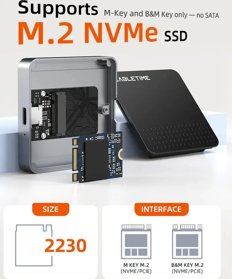 CABLETIME θήκη για M.2 NVME SSD CT-SSD04-AG, μαγνητική, 10Gbps, γκρι — εικόνα 2