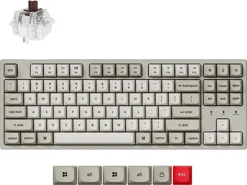Keychron C1 Pro (C1PX-M3) QMK/VIA Mechanical Brown Sw. - 8K Polling Rate Hot Swap. 80% US Retro RGB