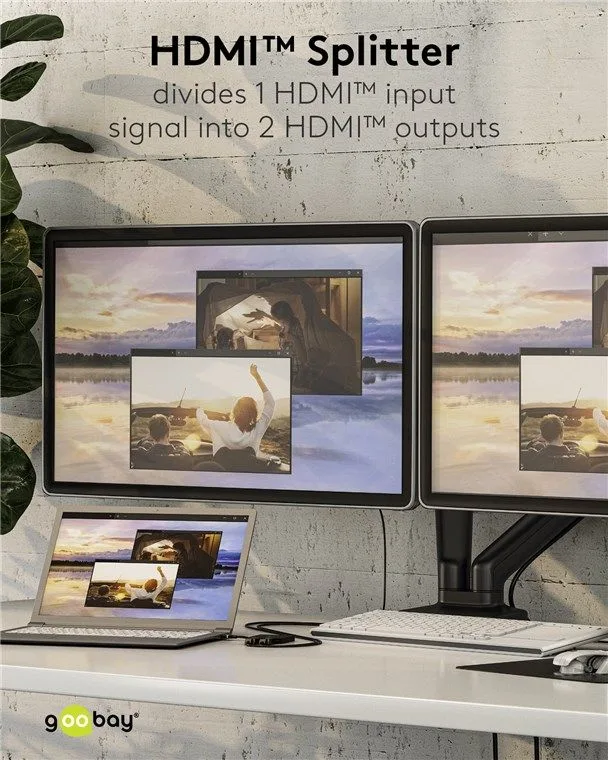 GOOBAY HDMI splitter 58480, 2 σε 1, 4K/30Hz, μαύρο — εικόνα 3