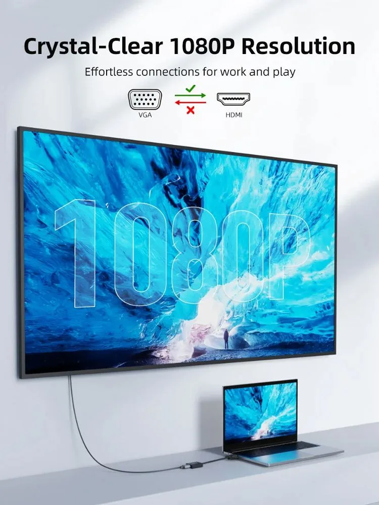 CABLETIME αντάπτορας VGA σε HDMI CT-AV582-VGAH με 3.5mm & micro USB, 1080p/60Hz, μαύρος — εικόνα 6