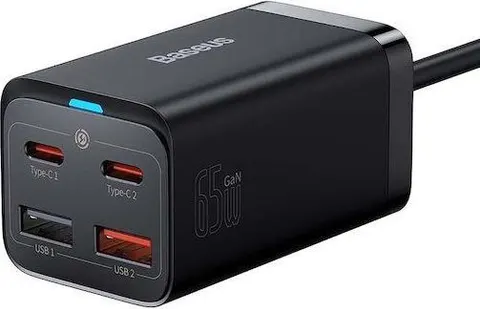 BASEUS GAN 3 PRO φορτιστής ΓΡΗΓΟΡΗΣ φόρτισης, 4 ΘΥΡΕΣ, 65W, ΜΑΥΡΟΣ