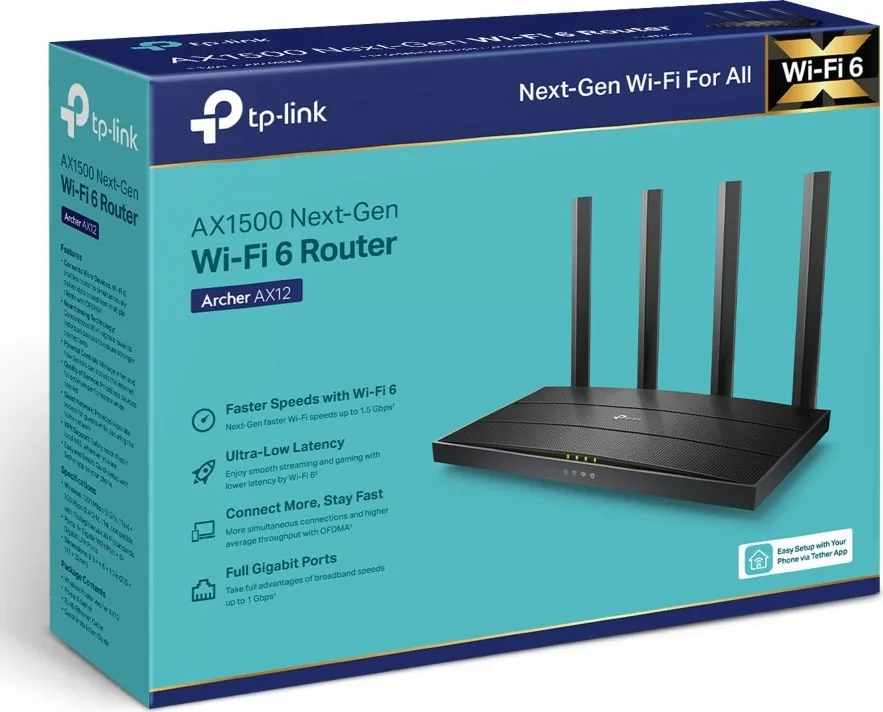 TP-LINK Router Archer AX12, WiFi 6, 1.5Gbps AX1500, Dual Band, Ver. 1.0 — εικόνα 4